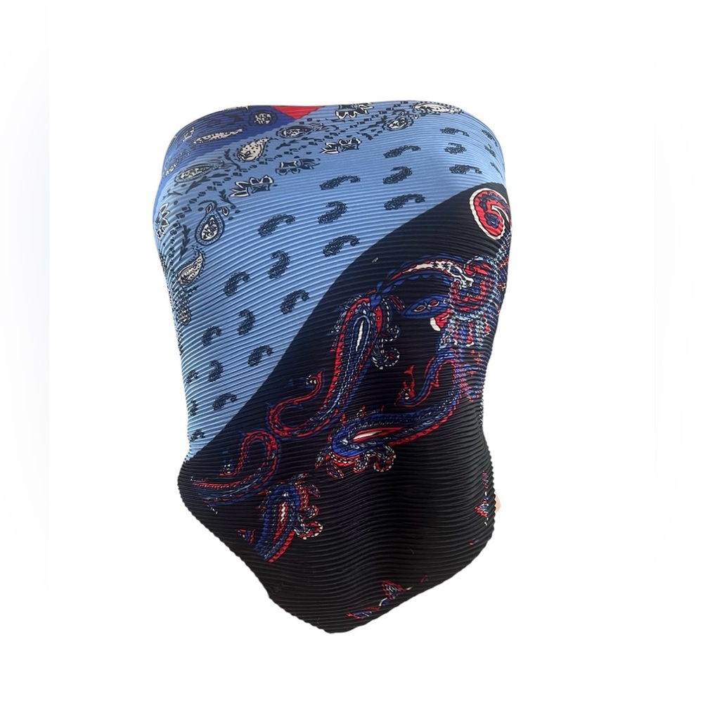 Zara bandeau paisley printed scarf top pleated top